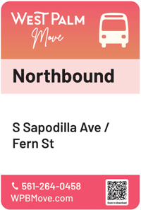 Example northbound bus stop sign